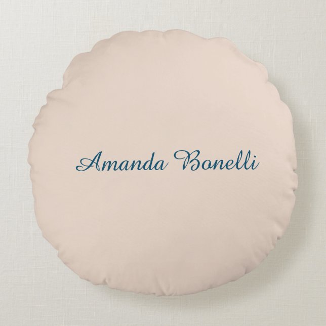 Almofada Redonda Champanhe Rosa Simples Moderno Minimalista (Frente)