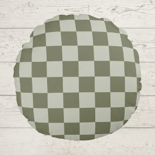 Almofada Redonda Checkerboard verde de sábado