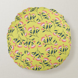 Almofada Redonda Cheerful Floral Pattern: Pink Flowers