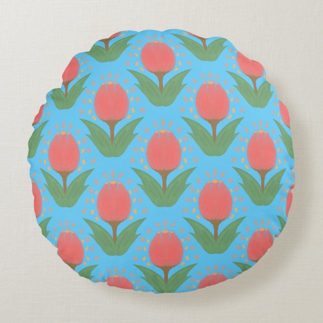 Almofada Redonda Cheerful Tulips Round Pillow (Frente)