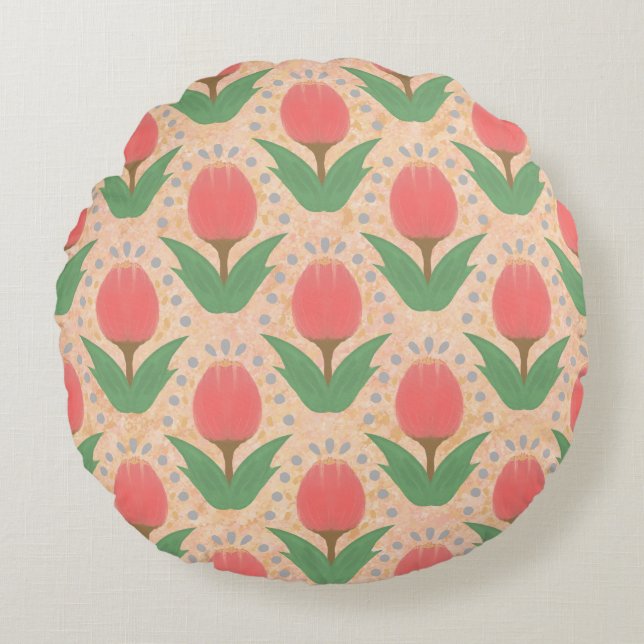 Almofada Redonda Cheerful Tulips Round Pillow (Frente)