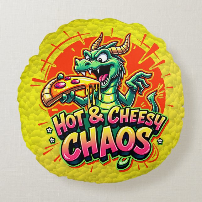 Almofada Redonda Cheesy Dragon Delight (Frente)