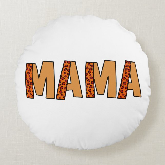 Almofada Redonda Cheetah Impressão Leopardo Mãe (Frente)