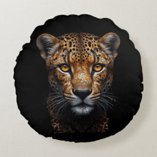 Almofada Redonda Cheetah Retrato em preto