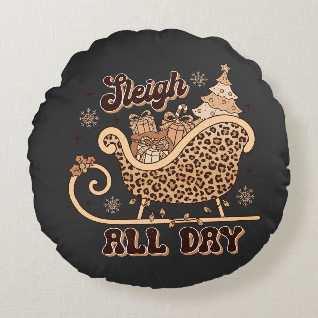 Almofada Redonda Cheetah Styled Christmas Pillow (Frente)