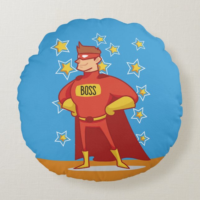 Almofada Redonda Chefe Super-herói no Dia de os pais (Frente)