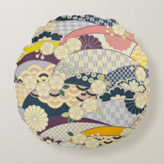 Almofada Redonda Cherry Blossom Japonês Floral Red White