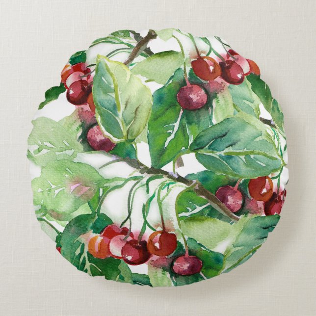 Almofada Redonda Cherry Seamless Pattern (Frente)