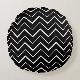 Almofada Redonda Chevron preto e branco
