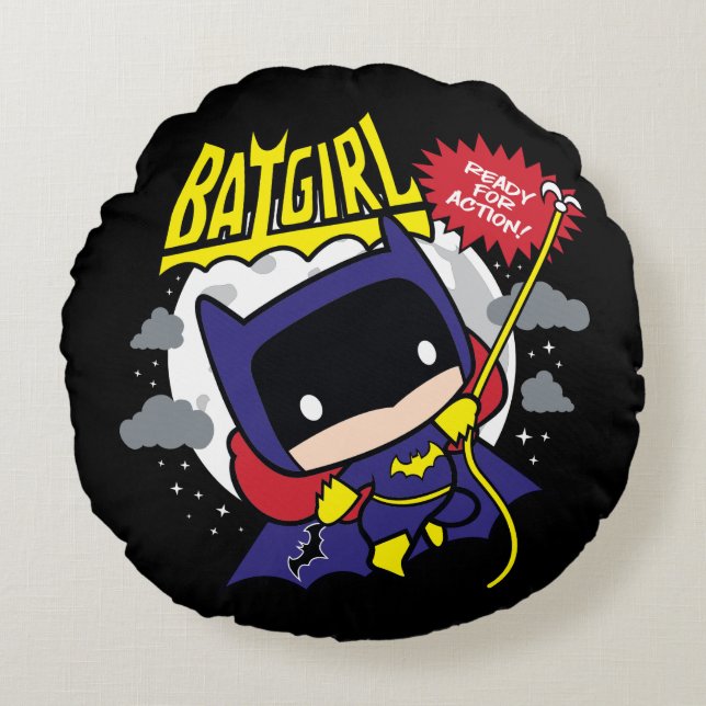 Almofada Redonda Chibi Batgirl Pronto Para Ação (Frente)
