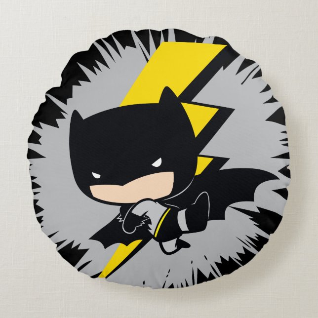 Almofada Redonda Chibi Batman Lightning Kick (Frente)