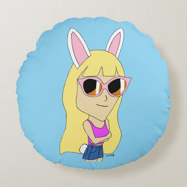 Almofada Redonda chibi bunnygirl (Frente)