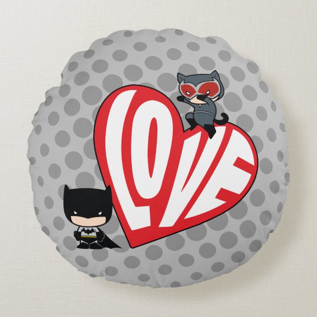 Almofada Redonda Chibi CatWomen Punt em Batman (Frente)