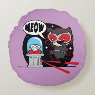 Almofada Redonda Chibi CatWomen Roubando Um Diamante