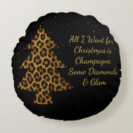 Almofada Redonda Chic Holiday Leopard Tree Design