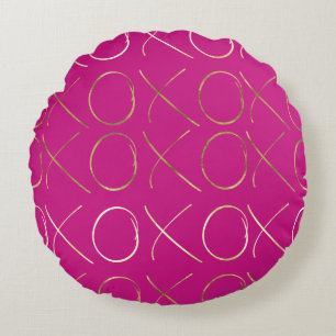 Almofada Redonda Chic Rosa Dourado Glam XOXO