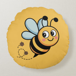 Almofada Redonda Child-Friendly Bee Mascot with Dotted Trail