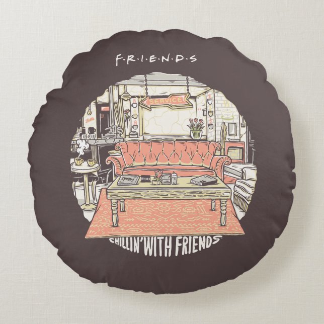 Almofada Redonda Chillin' com FRIENDS™ Cartoon (Frente)