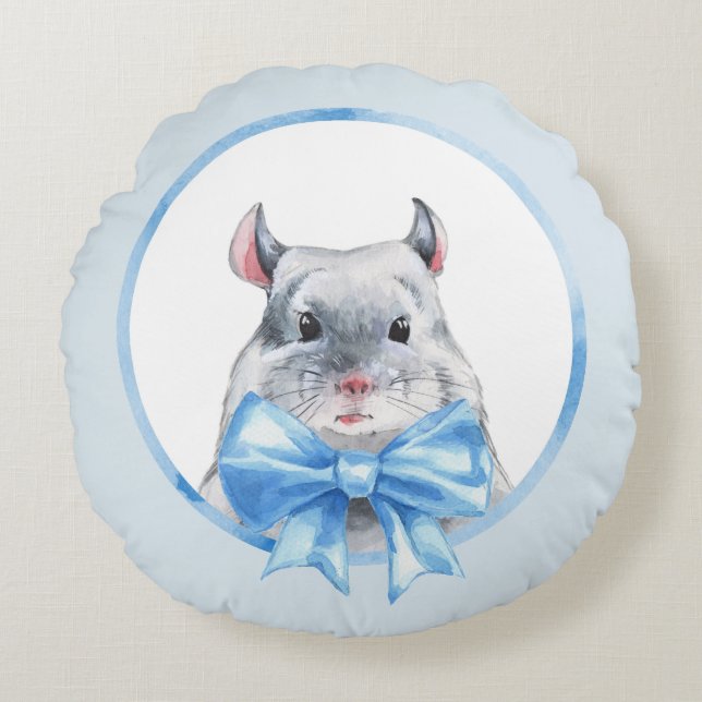 Almofada Redonda Chinchilla 1. Arco azul (Frente)