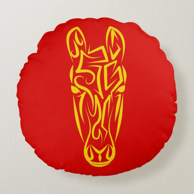 Almofada Redonda Chinese Lunar New Year of the Horse 2026 4724 Fire (Frente)