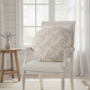 Almofada Redonda Chintz de Rosa vermelha Elegante