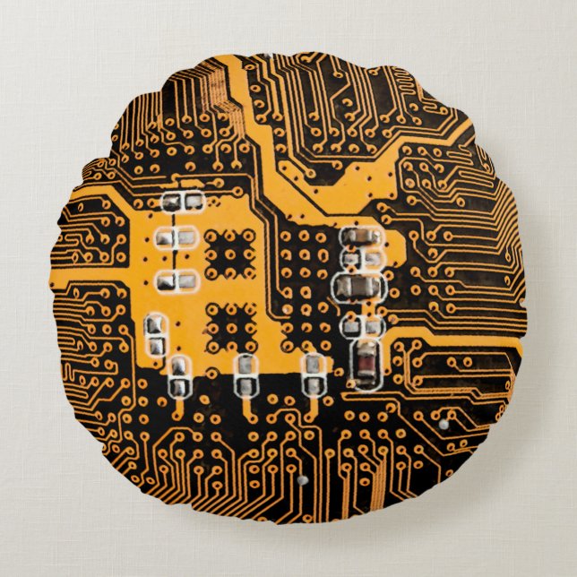 Almofada Redonda chip de ilustração de textura de microesquema,micr (Frente)