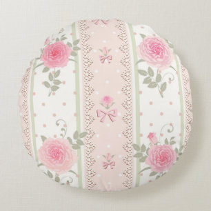 Almofada Redonda Chique, victorian, floral, papel de parede,