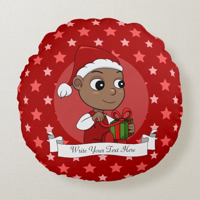 Almofada Redonda Christmas baby cartoon round pillow (Frente)