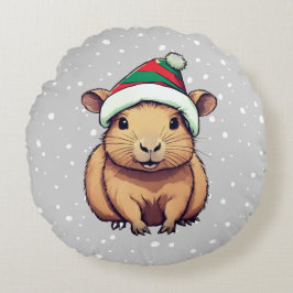Almofada Redonda Christmas Capybara