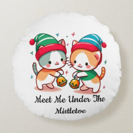 Almofada Redonda Christmas Cute Meet Me Under The MistleToe