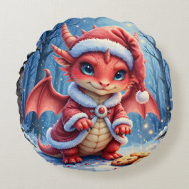 Almofada Redonda Christmas dragon, too cute to arrest, 