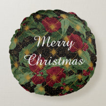 Christmas Flowers Pattern,Gold Red Green Black