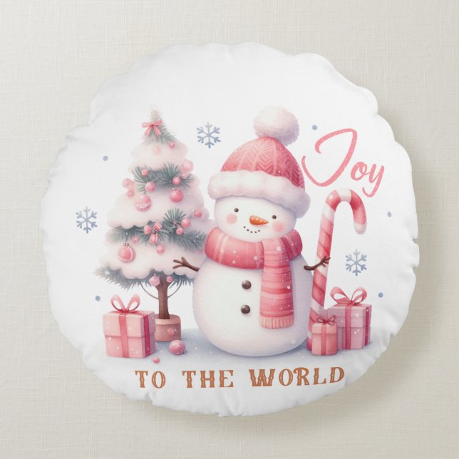 Almofada Redonda Christmas Joy to the World Round Pillow (Frente)