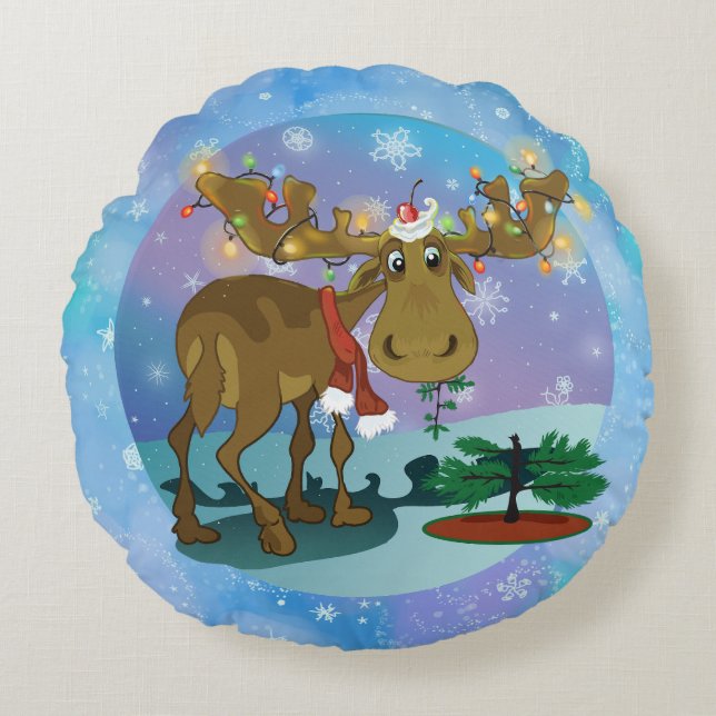 Almofada Redonda Christmas Moose (Frente)