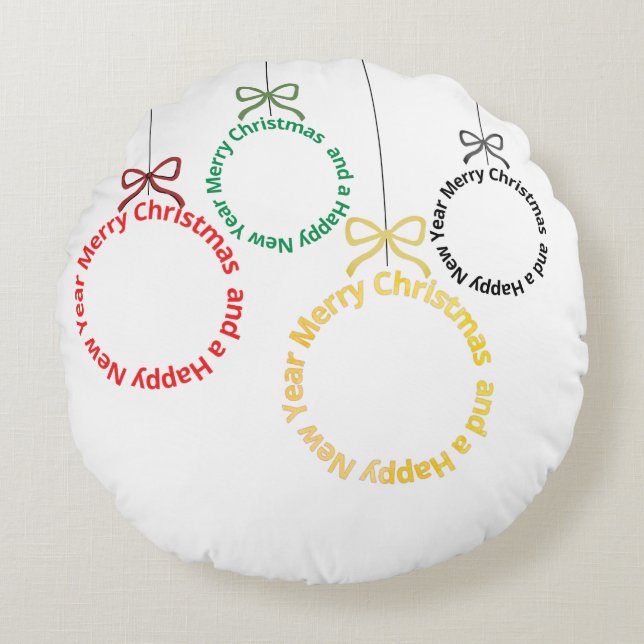Almofada Redonda Christmas Ornaments Text Design (Frente)