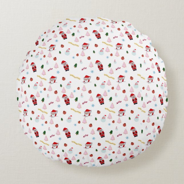 Almofada Redonda Christmas Pattern Round Pillow (Frente)