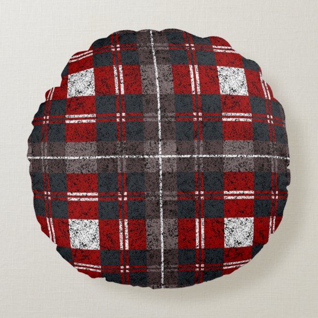 Almofada Redonda Christmas Plaid Pattern  (Frente)