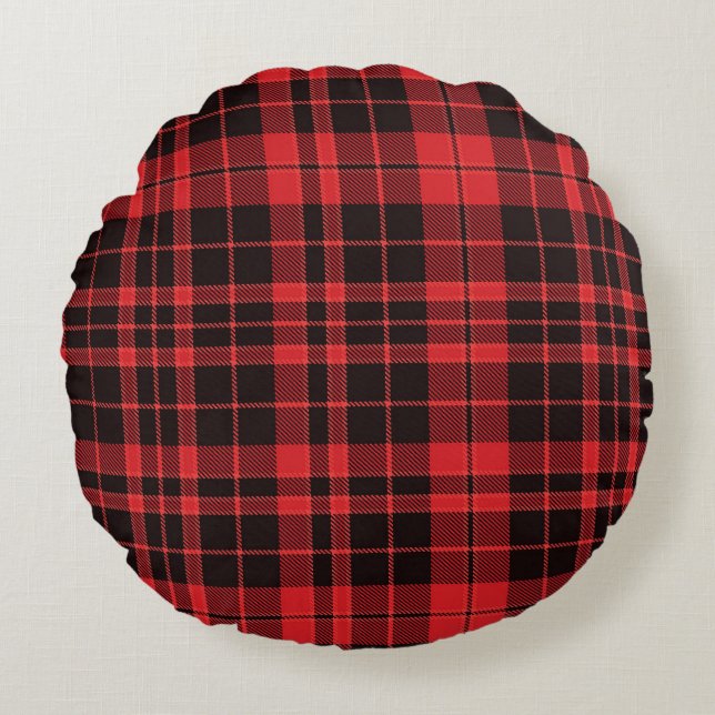 Almofada Redonda Christmas Plaid Pattern (Frente)