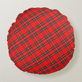 Almofada Redonda Christmas Plaid Pattern 