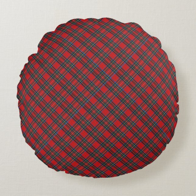 Almofada Redonda Christmas Plaid Pattern  (Frente)