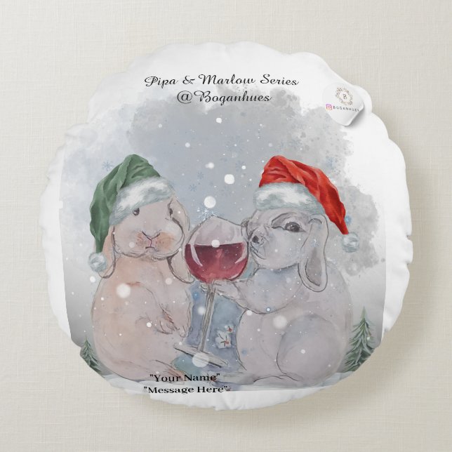 Almofada Redonda Christmas Theme Pipa & Marlow print (Frente)