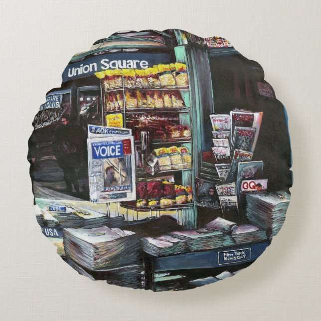 Almofada Redonda Chrysocolia Morning, Union Square, NYC (Frente)