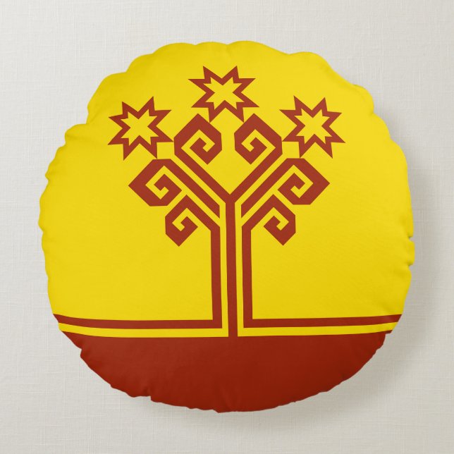 Almofada Redonda Chuvashia Flag (Frente)