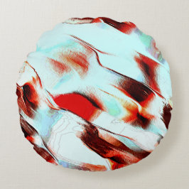 Almofada Redonda Ciano esbranquiçado e vermelho acastanhado