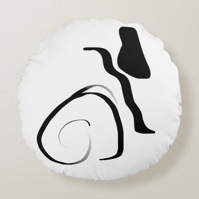 Almofada Redonda Ciclo de rotação: Abstrato preto e branco (Frente)