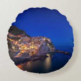 Almofada Redonda Cidade de Manarola no Cinque Terre na noite