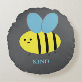 Almofada Redonda Cinza de abelha azul