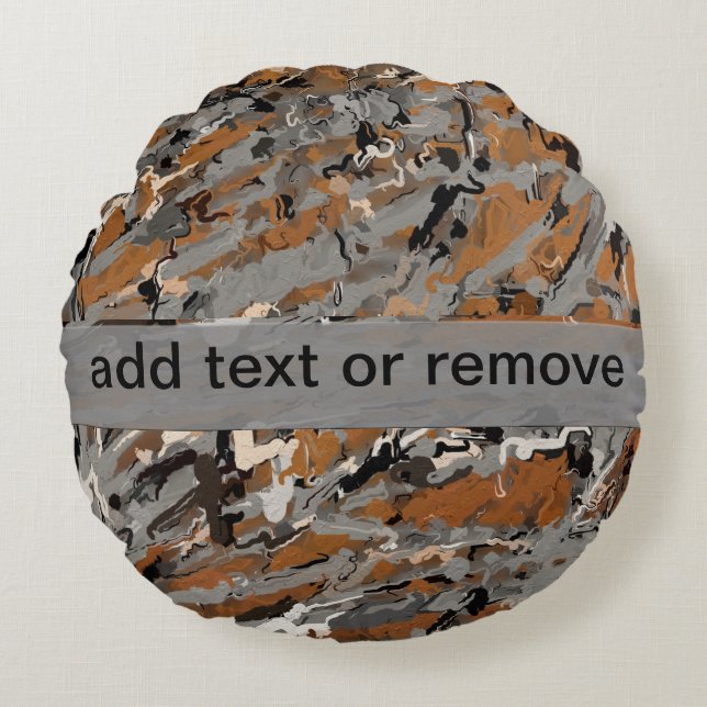 Almofada Redonda Cinza, preto e caramelo (Frente)