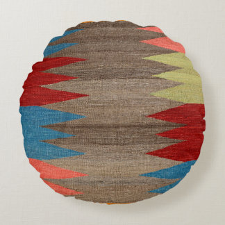 Almofada Redonda Cinzas Azuis Contemporâneas Riscadas 