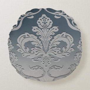 Almofada Redonda Cinzas Elegante e Taupe Royal Damask